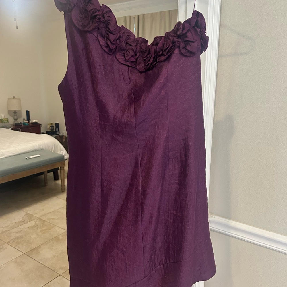 Elegant Purple One Shoulder top with Rosette Trim